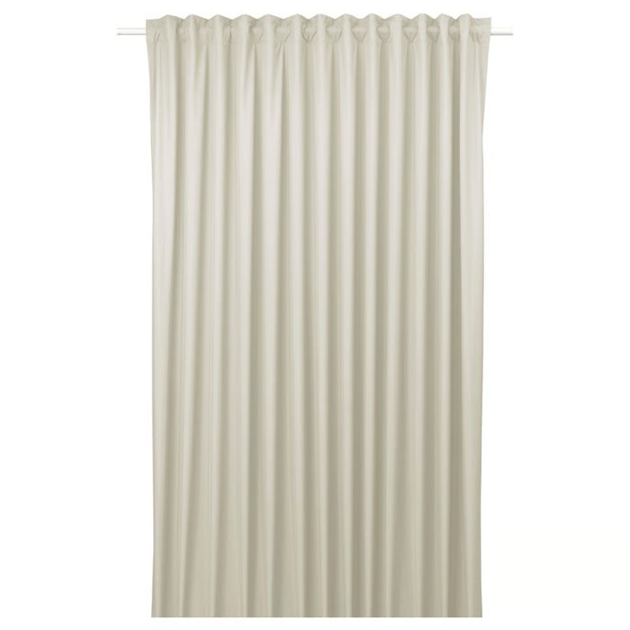 IKEA BENGTA Block-out curtain, 1 piece, beige/with heading tape, 210x250 cm with  VIDGA Single track rail, included ceiling fittings/white140 cm