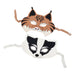 Two animal masks, one tiger and one badger, on a white background