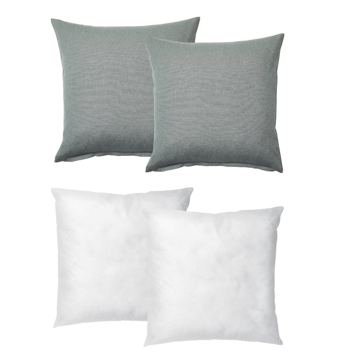 IKEA VIGDIS & INNER Set: 2-Pack Pale Green Linen Cushion Covers & 2-Pack Soft Insert Pads