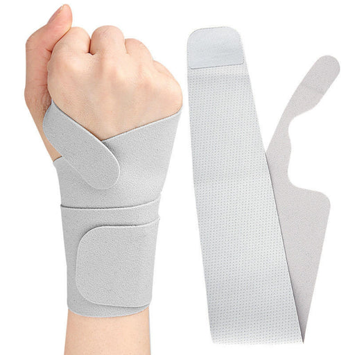 Wrist support brace gray worn on wrist with Velcro straps #6818
