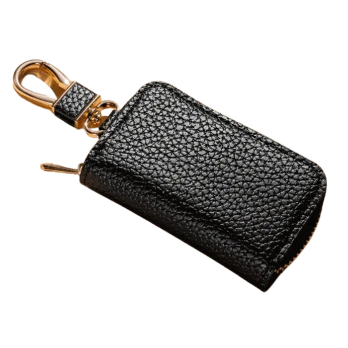 Digital Shoppy Litchi Pattern Leather Car Key Case – Zipper Pouch with Key Ring