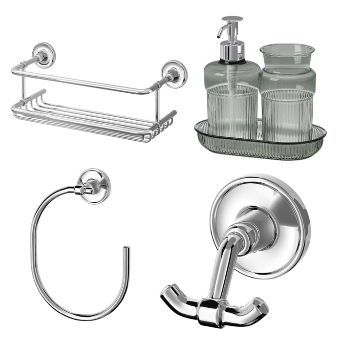 IKEA BROFJÄRDEN Chrome Bathroom Suite - 4-Piece Organization Set