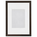 Dark brown oak-effect picture frame with white mat board and vertical rectangular opening - 70327189
