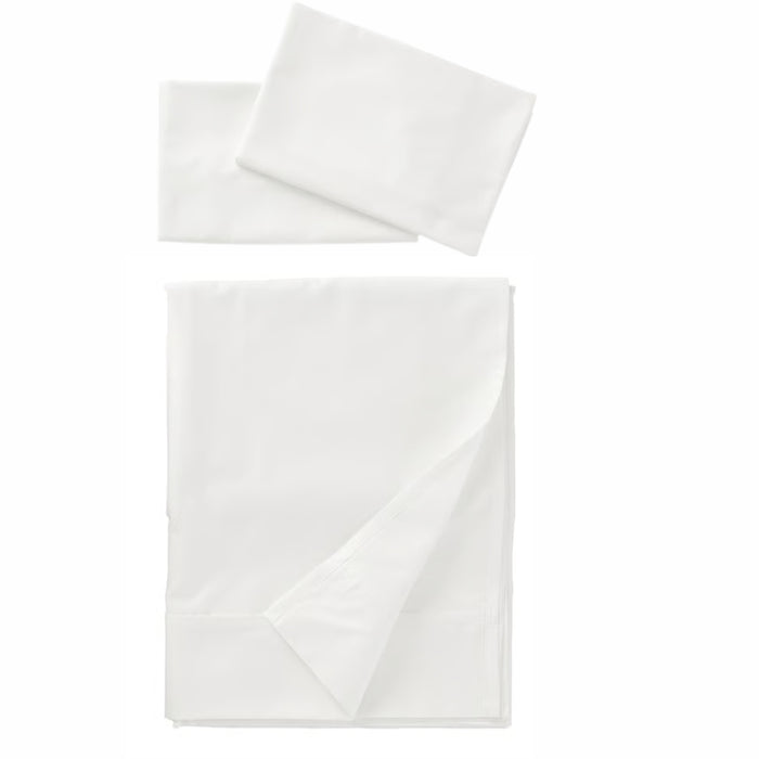 IKEA ULLVIDE Bedding Set: Luxury White Flat Sheet (240x260cm) & 2-Pack Pillowcases