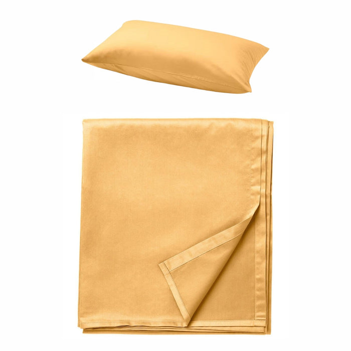 IKEA NATTJASMIN Bedding Set: Silky Yellow Flat Sheet (150x260cm) & Soft Pillowcase (50x80 cm)