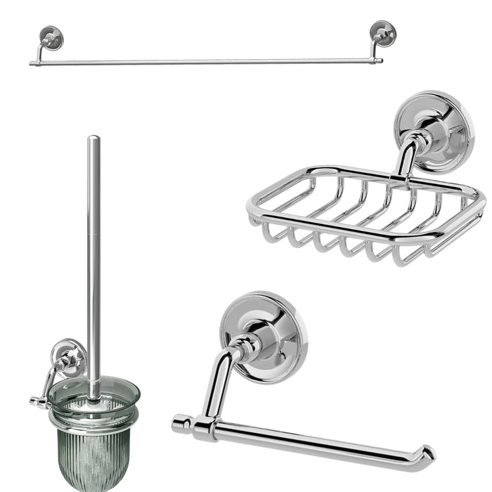 BROFJÄRDEN Chrome Bathroom Suite - 4-Piece Organization Set