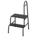 BÄSINGEN step stool with handrail, anthracite – 2-step design with textured non-slip surface and side rail for support. Ideal for reaching high shelves – 30595754.