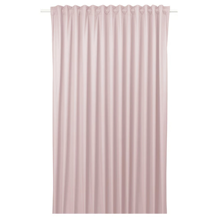 IKEA BENGTA Block-out curtain, 1 piece, light pink/with heading tape, 210x250 cm with VIDGA Single track rail, included ceiling fittings/white140 cm