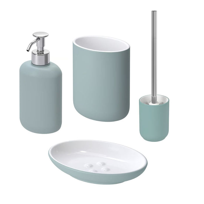 IKEA EKOLN 4-Piece Bathroom Accessories Set, Light Grey-Turquoise