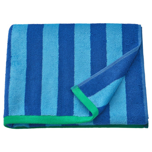 IKEA SLÅNHÖSTMAL bath towel with bright and light blue stripes, 70x140 cm