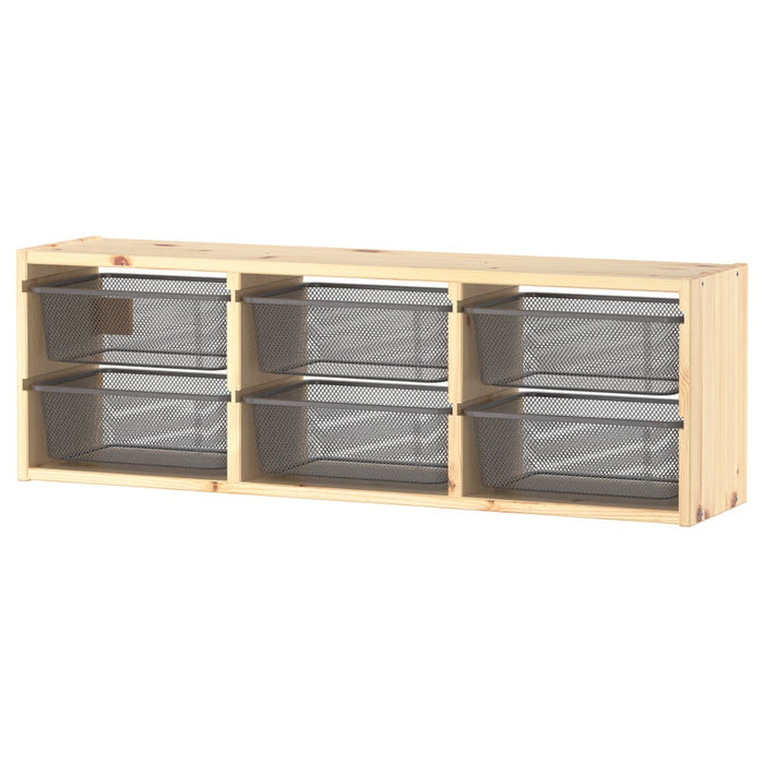 IKEA TROFAST Wall storage, light white stained pine/dark grey, 93x21x30 cm (36 5/8x8 1/4x11 3/4 ")