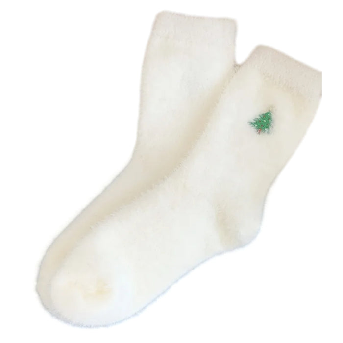 Digital Shoppy Women's Autumn And Winter Style White Mink Fur Christmas Stockings