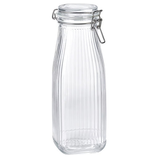IKEA KÖSSEBÄR 1-liter clear glass bottle-shaped jar with lid