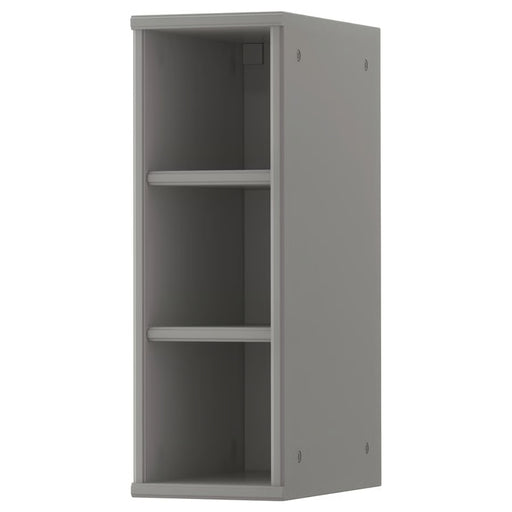 IKEA TORNVIKEN open cabinet in matte grey with two internal shelves, creating three compartments for compact storage