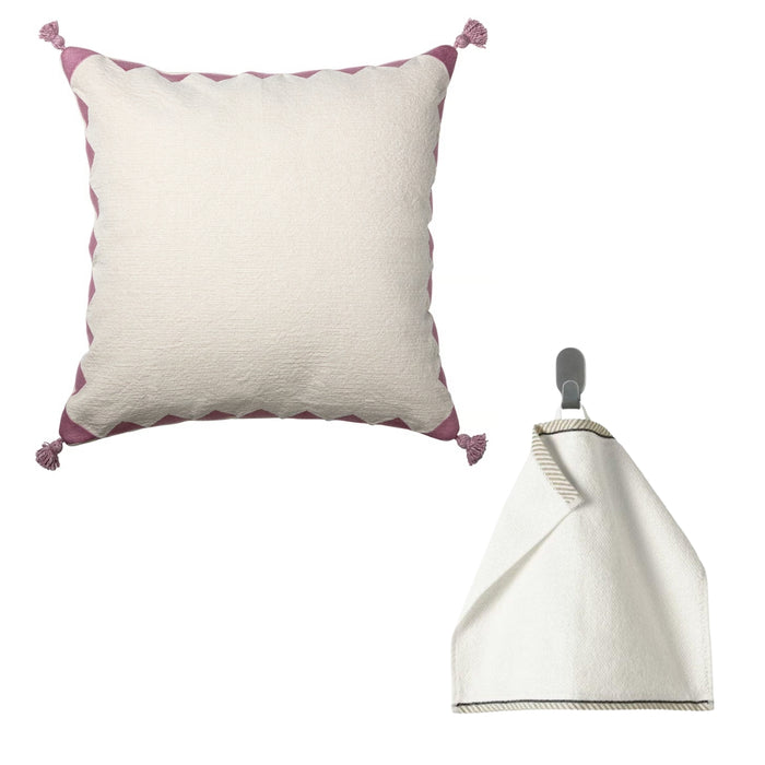 Ikea GOKVÄLLÅ Cushion Cover, White/Pink, 50x50 cm (20x20) with Washcloth, White, 30x30 cm