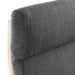 Close-up of IKEA POÄNG armchair with Hillared anthracite cushion and birch veneer frame; textured dark grey fabric on padded backrest and headrest – 60362507, 30158659