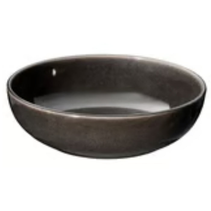 Empty dark grey ceramic bowl with glossy interior and matte exterior, showcasing the minimalist design of IKEA GLADELIG-70607948