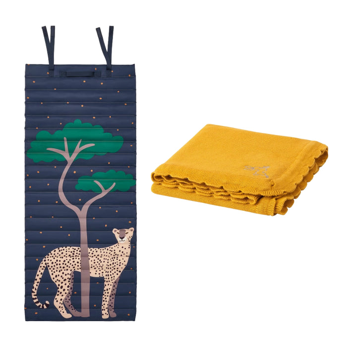 IKEA Cheetah Savannah Nursery Set: Quilted Play Mat (60x140cm) & Dark Yellow Blanket
