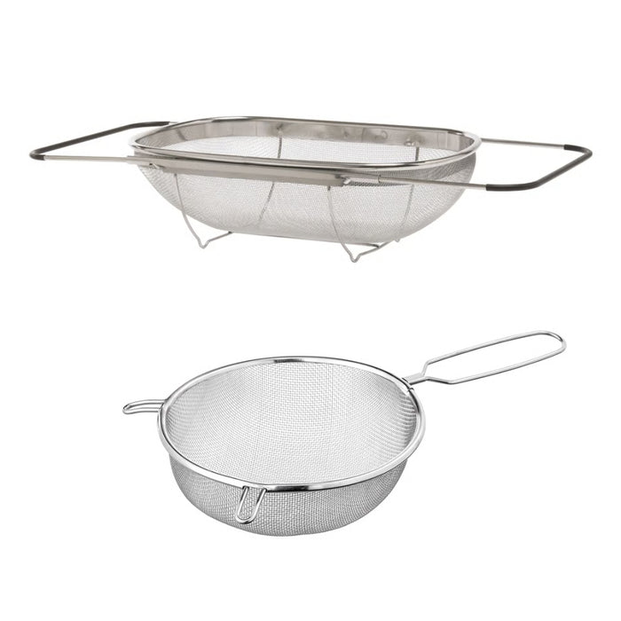 IKEA IDEALISK Draining Duo: 25cm Stainless Steel Colander + 20cm Fine Mesh Strainer