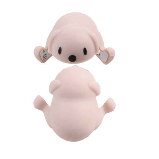 "Soft and durable silicone corner guards with a cute puppy cartoon design in light pink. Provides childproof protection for tables and furniture edges. Pack of 4.-