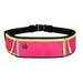 Waterproof running belt – pink with neon yellow zippers, dual compartments and headphone port, adjustable strap