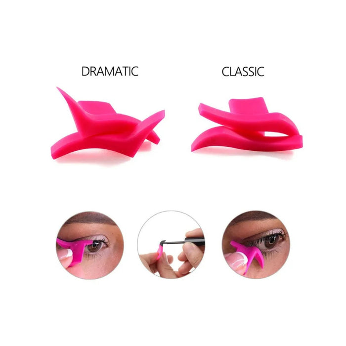 Pink eyelash curler with 'Dramatic' and 'Classic' options on a white background.