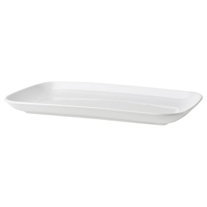 White rectangular plate on a white background
