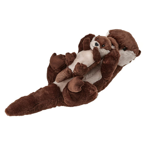 IKEA SKOGSDUVA soft toy – large otter plush holding baby otter, brown beige fur, 45 cm cuddly set - 90576899

