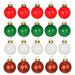“Set of small glass Christmas baubles, 3.5 cm, in mixed colours including red, green, white, and copper, each with a glossy finish and gold cap for hanging.”

