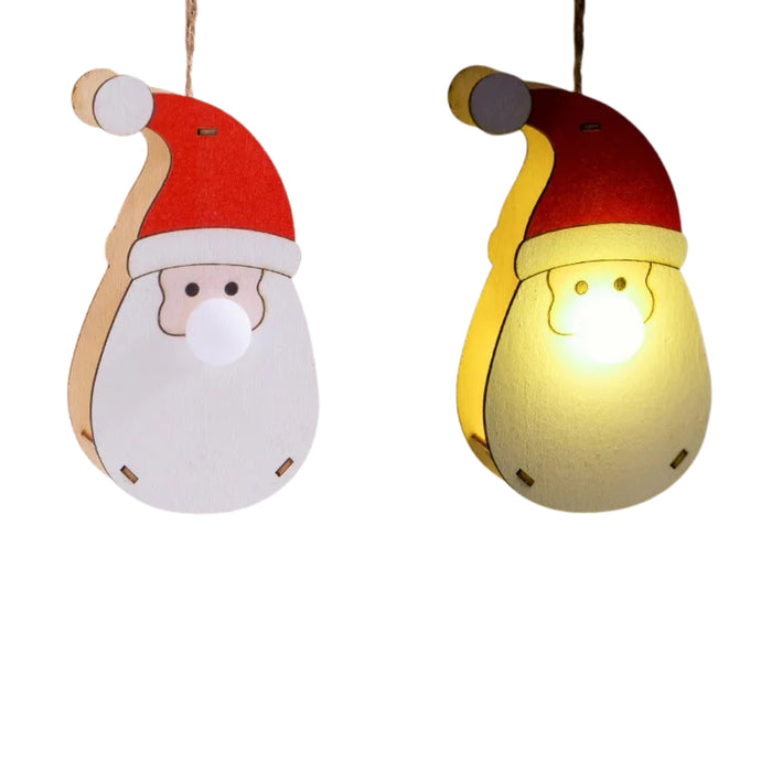 Digital Shoppy LED Wooden Hanging Christmas Pendants – Light-Up Tree Ornaments