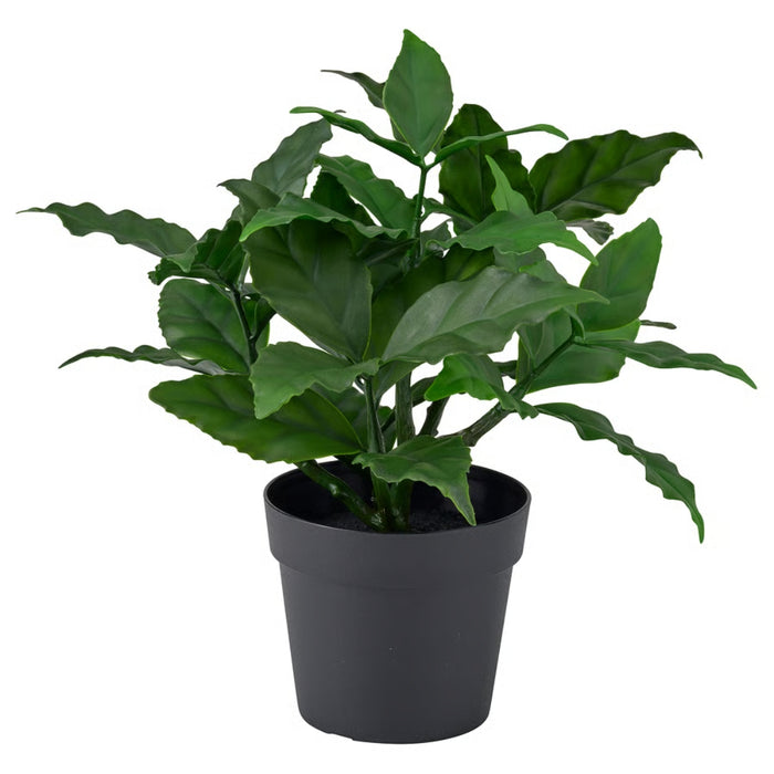 IKEA FEJKA artificial sweet bay potted plant with dense green leaves in a small black plastic pot.