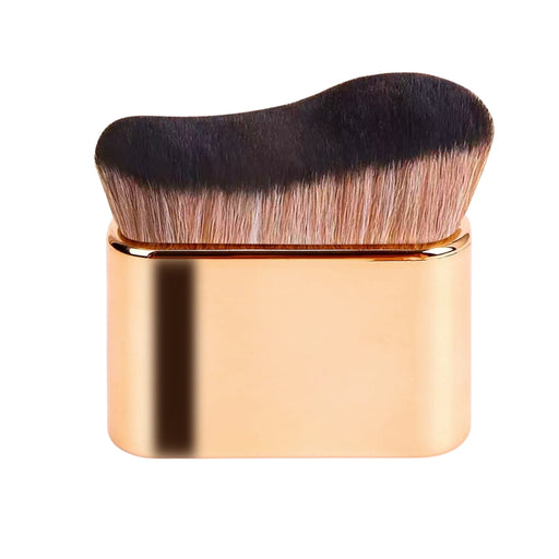  Private Label vegan gold makeup brush ergonomic curved bristles luxury design #7178