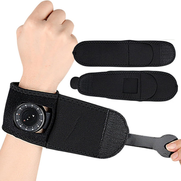 Digital Shoppy Wrist Compression Strap & Wrap — Black with Centre Hole | Adjustable Brace for Support & Recovery