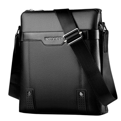 Black PU leather men’s messenger bag, silver buckle strap, and front flap design—28 x 25 cm – 477335 12798521.