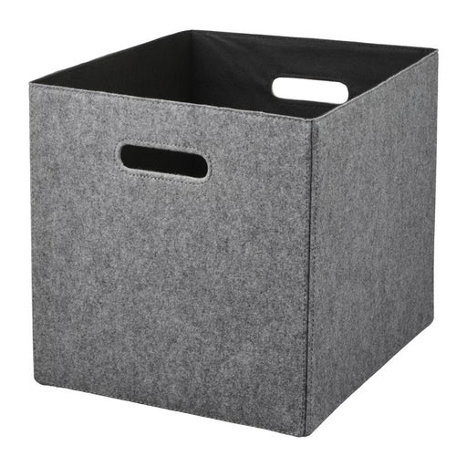 Gray storage cube with handles on a white background