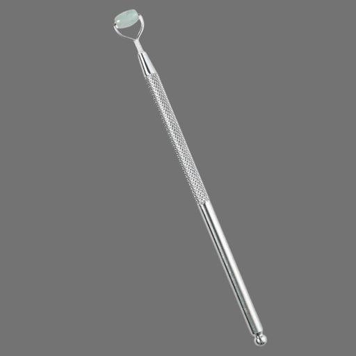 Jade Eye & Nose Massager – Dual-End Roller, Facial Circulation Tool, stainless steel handle with jade roller and textured grip