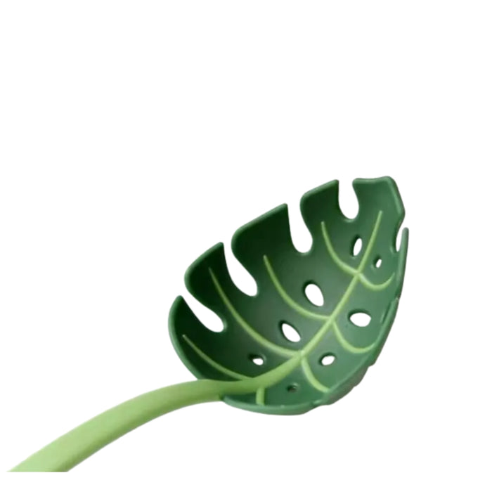 Green leaf-shaped object on a white background