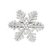 Crystal snowflake brooch – silver-toned pin with rhinestone branches and pearl center for festive styling