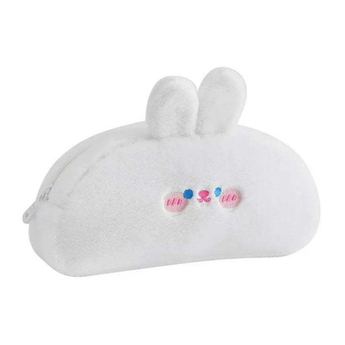 Digital Shoppy White Cartoon Piggy Plush Pencil Case – Large Capacity Stationery Organizer