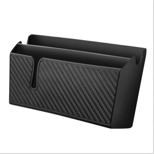 Sticky mobile holder – black carbon fiber organizer for car seat gap with phone slot