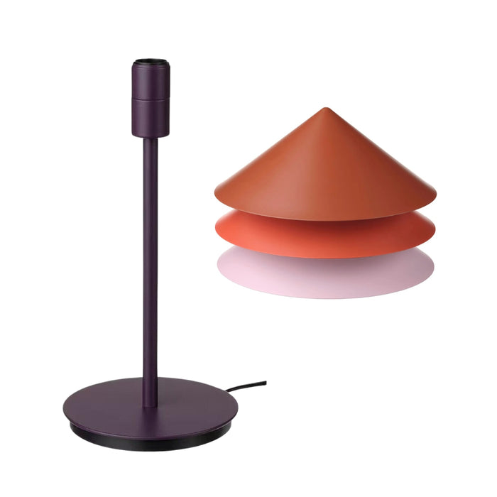 IKEA TESAMMANS lamp shade, multicolour, 27 cm with TESAMMANS Table lamp base, purple, 30 cm
