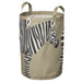 IKEA SANDLÖPARE storage bag – light brown cylindrical fabric bin with bold zebra print and dual handles – 50603215

