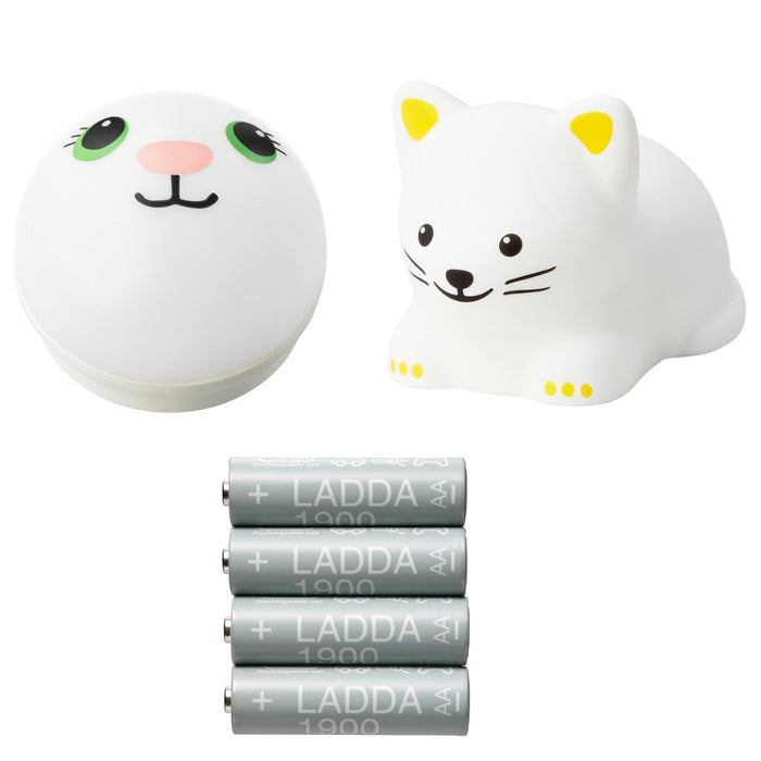 IKEA LED Night Light & Battery Bundle - Rabbit & Cat with Rechargeable Batteries