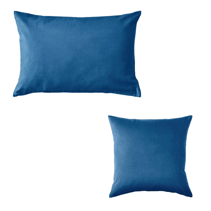 IKEA SANELA Cushion Cover Blue 40x58 cm with SANELA Cushion Cover Deep Blue 50x50 cm