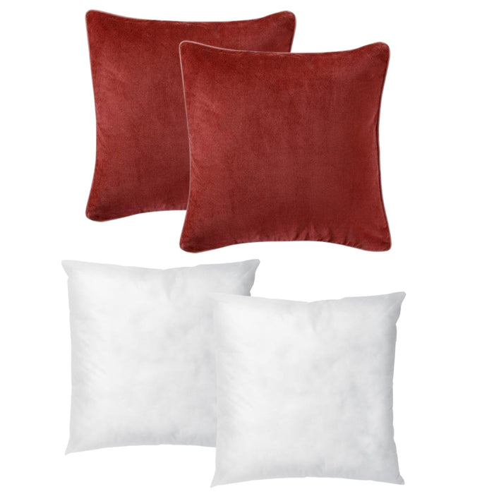 IKEA AROMATISK & INNER Set: 2-Pack Red Decorative Cushion Covers & 2-Pack Soft Insert Pads