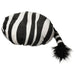  IKEA SANDLÖPARE stool cover in black and white zebra pattern with tail detail, shown flat against white background