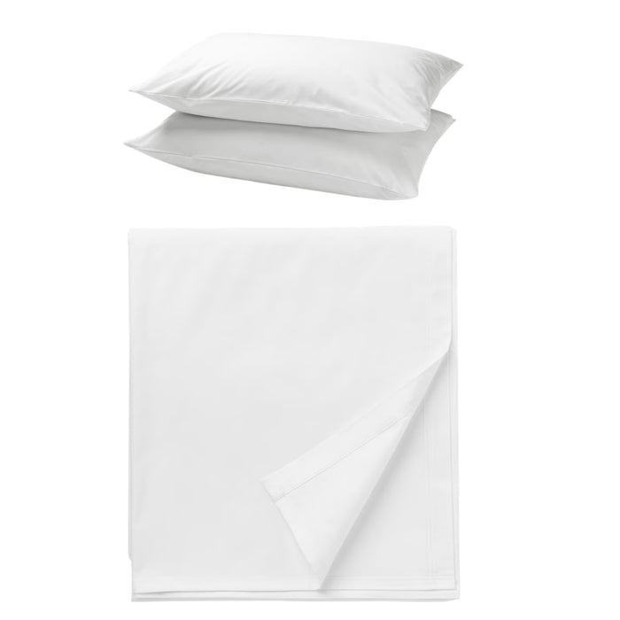 IKEA DVALA Bedding Set: White Flat Sheet (150x260cm) & 2-Pack Matching Pillowcases