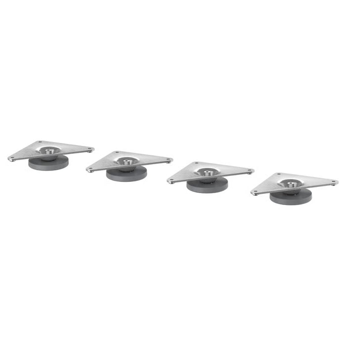 Four metallic brackets on a white background