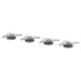 Four metallic brackets on a white background