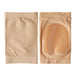 Two beige knee pads with a clear gel pad on a white background